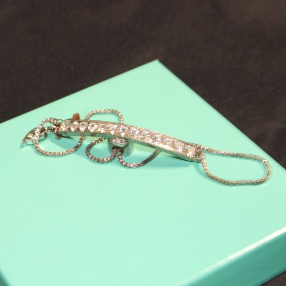 Friends Forever Engraved Lariat Bracelet w/Swarovski Crystals & Heart Charms - Picture 6 of 7